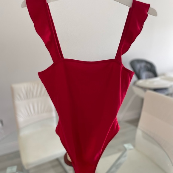 Red Ribbed BodySuit - Picture 2 of 3